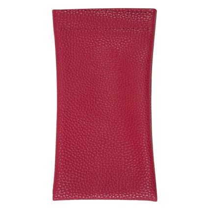 Soft Faux Leather Spring Snap Top Glasses Case (Red)