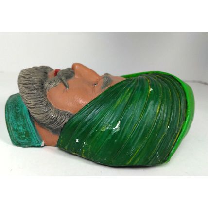 Chalkware Man/Head Punjabi/India/Kurdish - Wall Hanging Vintage! Green Turban!