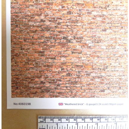 Papier brique - patiné - calibre G échelle 1:24 - feuille A4 (297x210mm