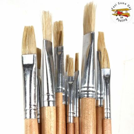 12 NATURAL BRISTLE LONG PAINT BRUSHES Artist Art Painting Thin Thick Small Large