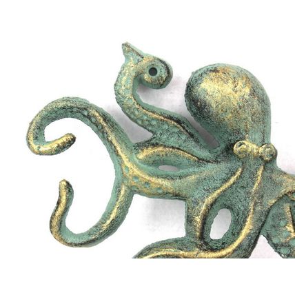 Pack Of 2] Antique Bronze Cast Iron Octopus Hook 11"
