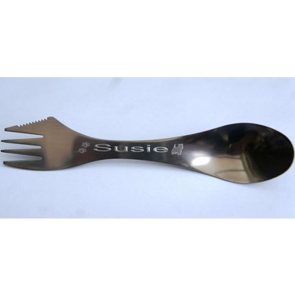 PERSONALISED PET FORK WITH PETS NAME AND BREED SILHOUETTE STAINLESS STEEL SPORK