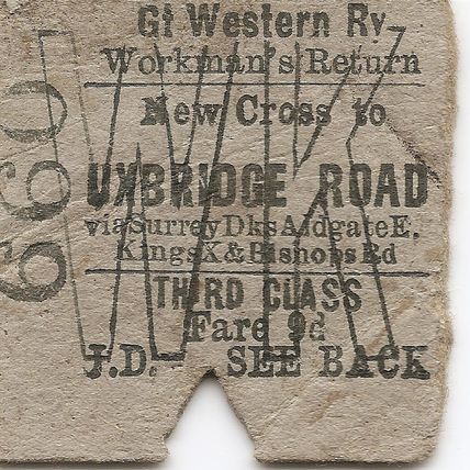 G.W.R. Edmondson Ticket - New Cross to Uxbridge Road