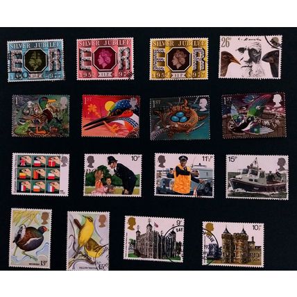 GB 1970s and 80s commemoratives x16 with Birds and Nests, Darwin and Police