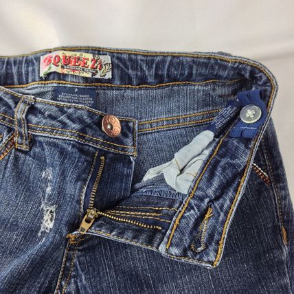 Squeeze Girls Size 7 Adjustable Waist Distressed Blue Jeans Straight Leg