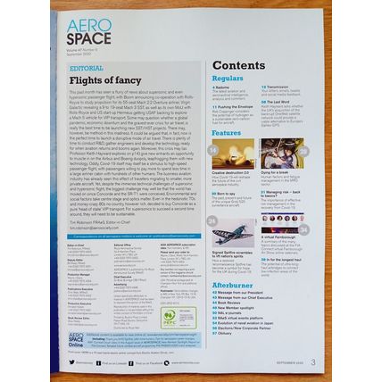 ROYAL AERONAUTICAL SOCIETY MAGAZINE, AEROSPACE: issue September 2020