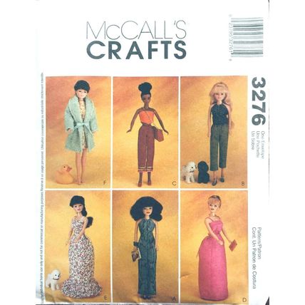 3276 McCall's Crafts UNCUT FACTORY FOLDED -NEW for 11 1/2" fashion Doll Clothes*