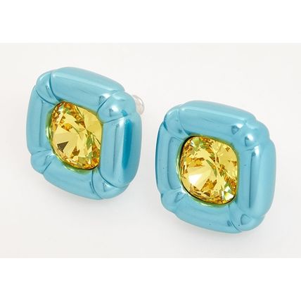 SWAROVSKI Blue & Yellow Dulcis Cushion Cut Crystal Stud Earrings BNIB (RARE)
