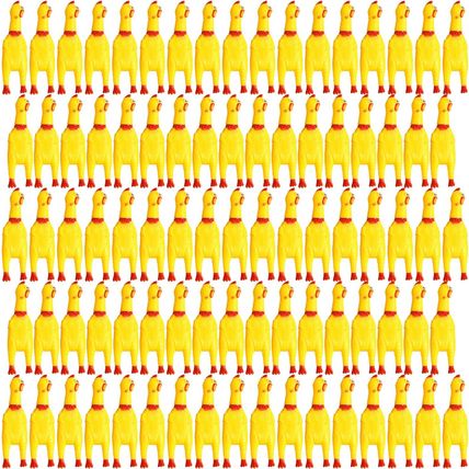 Libima 150 Pcs 6.3 Inch Screaming Rubber Chicken Toy Bulk, Mini Squeeze Rubber C