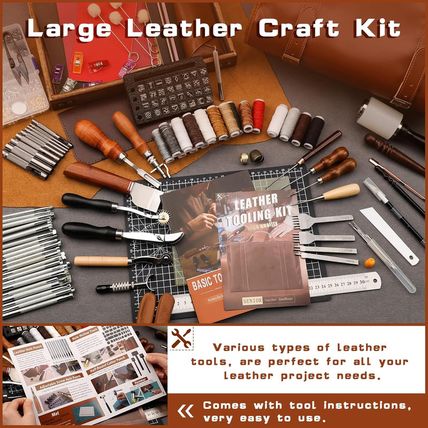 TLKKUE Leather Tooling Kit Leather Craft Tools Leather Working Kit with Custom H