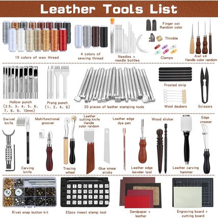 TLKKUE Leather Tooling Kit Leather Craft Tools Leather Working Kit with Custom H