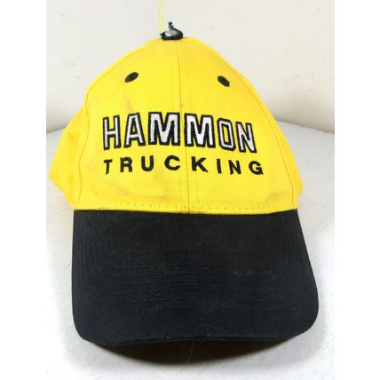 Hammon Trucking Strapback Baseball Cap Hat Yellow Black w/ Bill Sticker