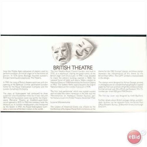 GB FDC 1982 - British Theatre - (mint) Cheshire