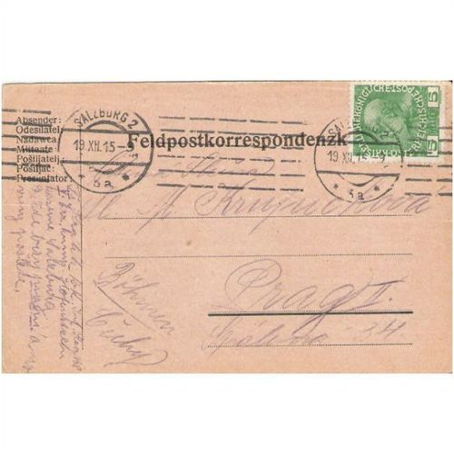 Fieldpost: Postcard: Salzburg (19th December 1915).