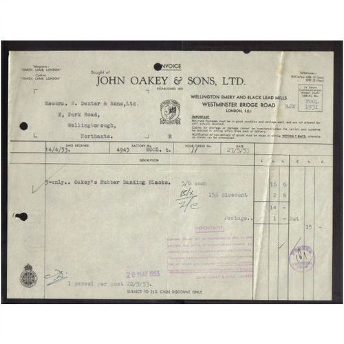 JOHN OAKEY & SONS LTD, WELLINGTON MILLS,WESTMINSTER BRIDGE RD,LONDON,SE1,27-5-5