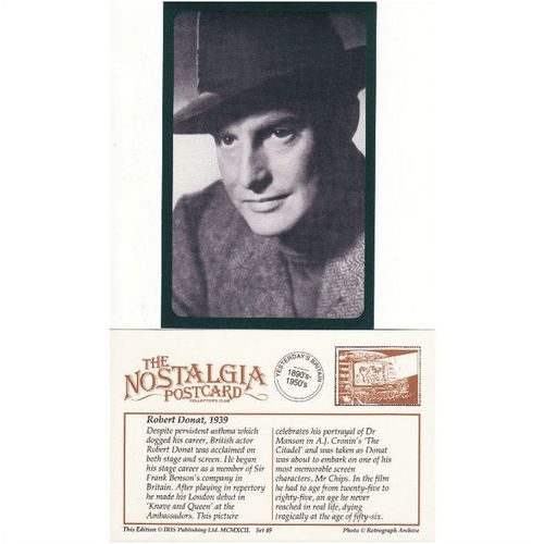 Postcard British Film Actor Robert Donat Mr Chips 1939 - Nostalgia
