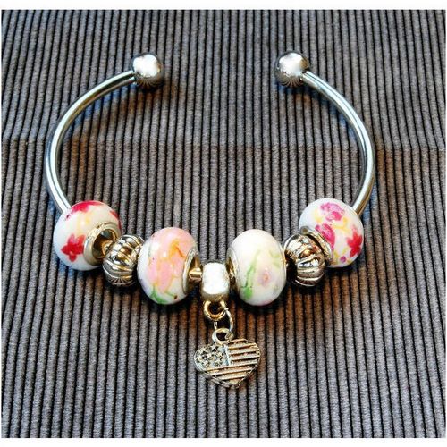 USA Charm European Beads Silver Plated Bracelet Bangle Jewellery 1921