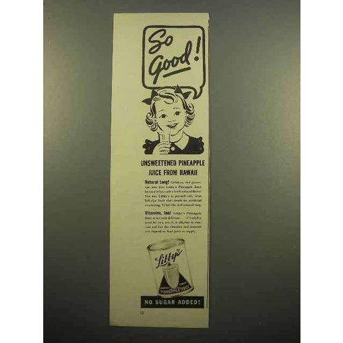 1939 Libby's Pineapple Juice Ad - So Good!