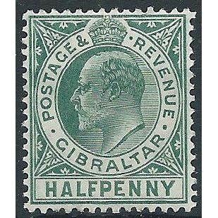 Gibraltar 1907 SG66 1/2d Blue-Green Mounted Mint . ..