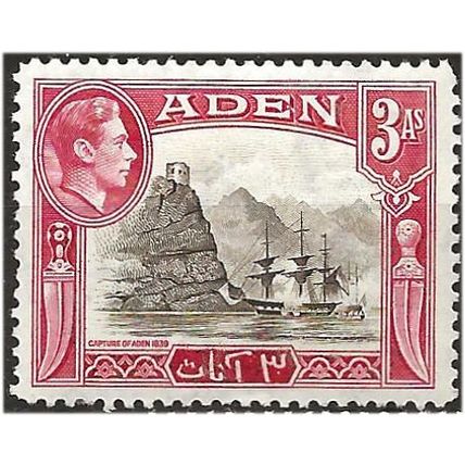 Aden 1936 SG22 3a Sepia & Carmine Mounted Mint . .. .