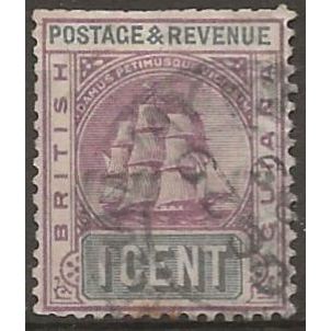 British Guiana 1889 SG193 1c Dull Purple & Slate-Grey Wmk Crown CA Fine Used .