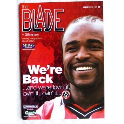 2001 programme Sheffield United v. Gillingham