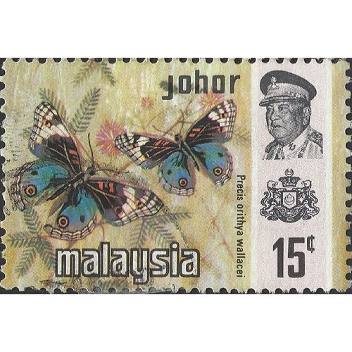 JOHORE, MALAYSIA, BUTTERFLY, Blue Pansy , light brown 1971, 15c, #2