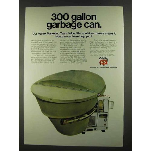 1972 Phillips 66 Oil Ad - 300 Gallon Garbage Can