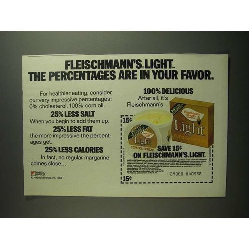 1984 Fleischmann's Light Corn Oil Spread Ad