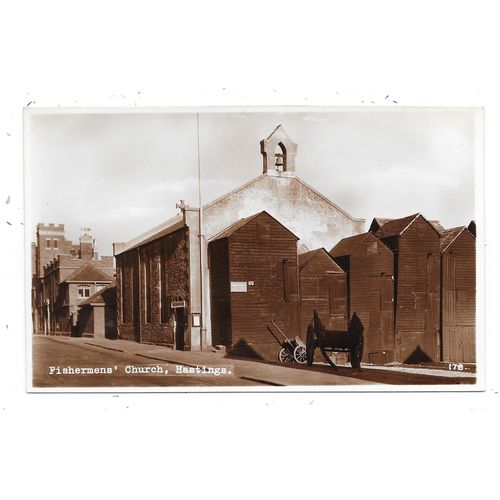 SUPERB REAL PHOTOGRAPHIC POSTCARD OF FISHERMAN'S CHURCH HASTINGS SUSSEX (2582)