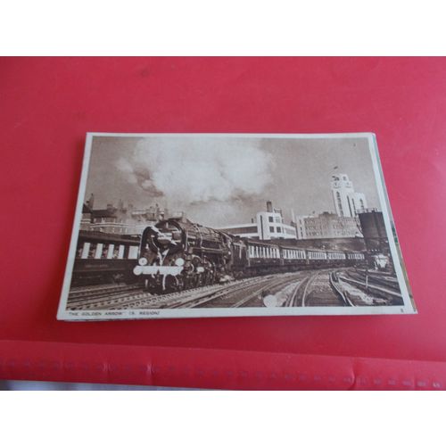 TRAIN POSTCARD / GOLDEN ARROW / SEPIA POSTCARD PHOTOCHROME / POST O.SEAS