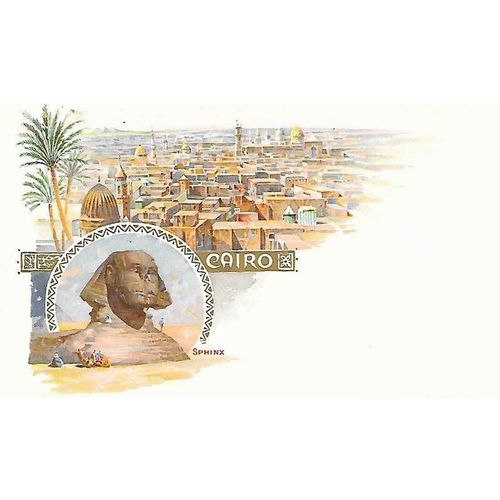 Egypt Sphinx and Pyramid Postcard MINT camels Souvenir of Cairo, UPU circa 1900
