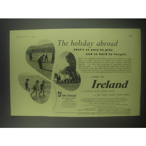 1954 Irish Tourist Bureau Ad - The holiday abroad that's so easy to plan