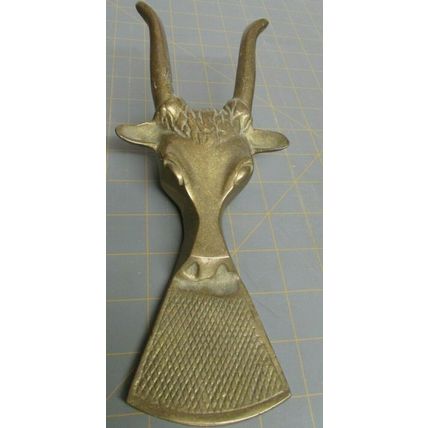 ANTQUE BRASS BOOTJACK STEER BULL HEAD BOOT PULLER WESTERN COWBOY BOOTS