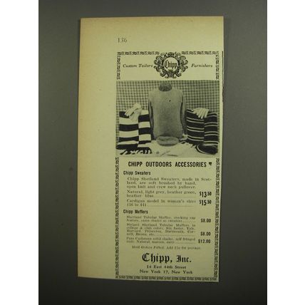 1952 Chipp Sweaters and Mufflers Ad - Chipp Outdoors accessories