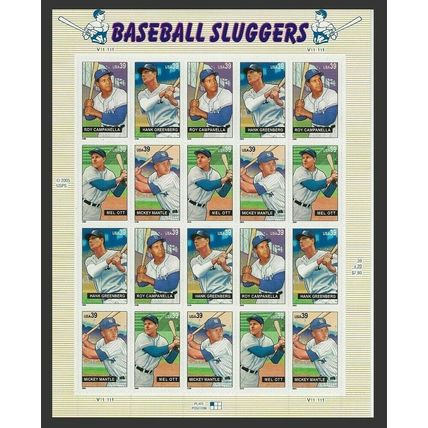Baseball Sluggers Complete Sheet of Twenty 39 Cent Stamps Scott 4083