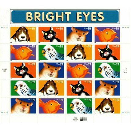 Bright Eyes Pets Sheet of Twenty 32 Cent Postage Scott 3230-34