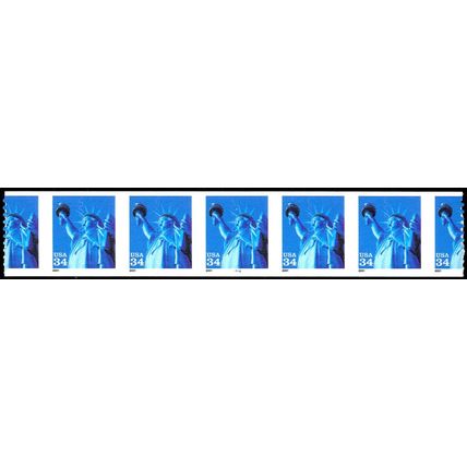 3477, 34¢ Liberty Misperfed Strip of Five With PL #4444 ERROR - Stuart Katz