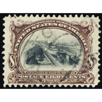 298, Used XF 8¢ Panama Canal Stamp GEM QUALITY - Stuart Katz