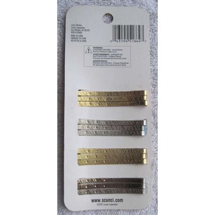 12 Scunci Textured Metals Flat Wide Hair Slide Pins Painted Metal Bobby Slides