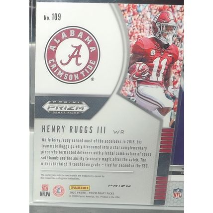 2020 Prizm Draft Picks HENRY RUGGS III (Alabama/Raiders) Blue Rookie Card #109