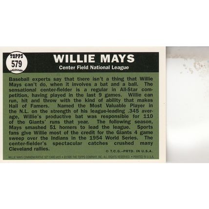 WILLIE MAYS 1996 AUTOGRAPHED SPORTING NEWS SAN FRANCISCO GIANTS HOF CHAMPION OF