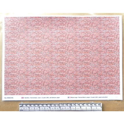 Papier autocollant rouge brique pour O gauge - échelle 1:48 - feuille A4