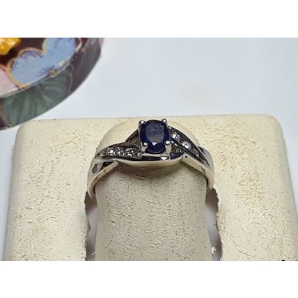Estate 1/2ctw Natural Blue Sapphire & Diamond channel twist 14Kt WG Ring #20085