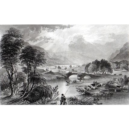 GOLDRILL BECK & ULLSWATER, CUMBERLAND 1858 Thomas Allom ANTIQUE ENGRAVING