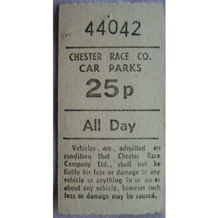 Vintage: Chester Race Co. Car Parks 25p ticket