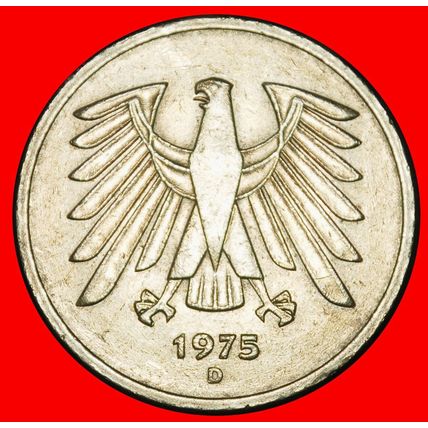 Ⰶ NOT COMMUNIST (1975-2001): GERMANY ★5 MARKS 1975D BAVARIA★LOW START★NO RESERVE