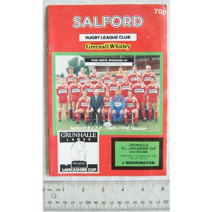 1989 programme Salford v. Warrington, Lancashire Cup 2nd Round