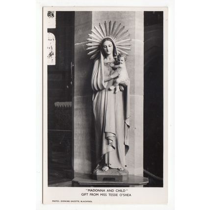 Madonna & Child St Stephen on the Cliffs Church Blackpool Postcard RP Lancashire