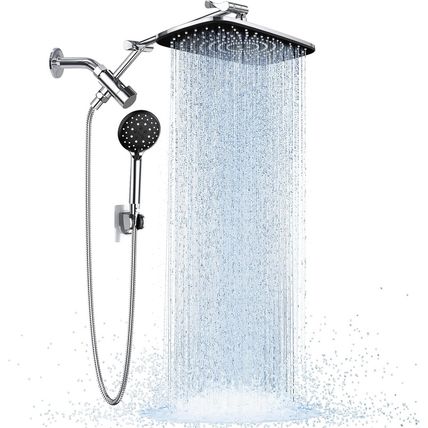 Veken Wide Rain Shower Head with 6 Modes Handheld Water Spray，High Pressure Show